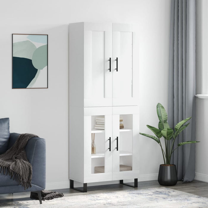 Dulap înalt, alb extralucios, 69,5x34x180 cm, lemn compozit WALTI