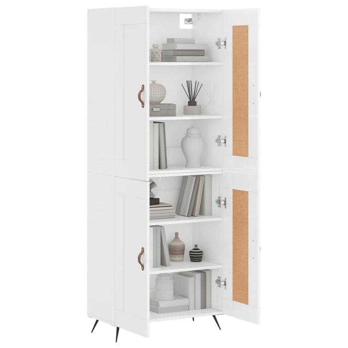 Dulap înalt, alb extralucios, 69,5x34x180 cm, lemn compozit WALTI