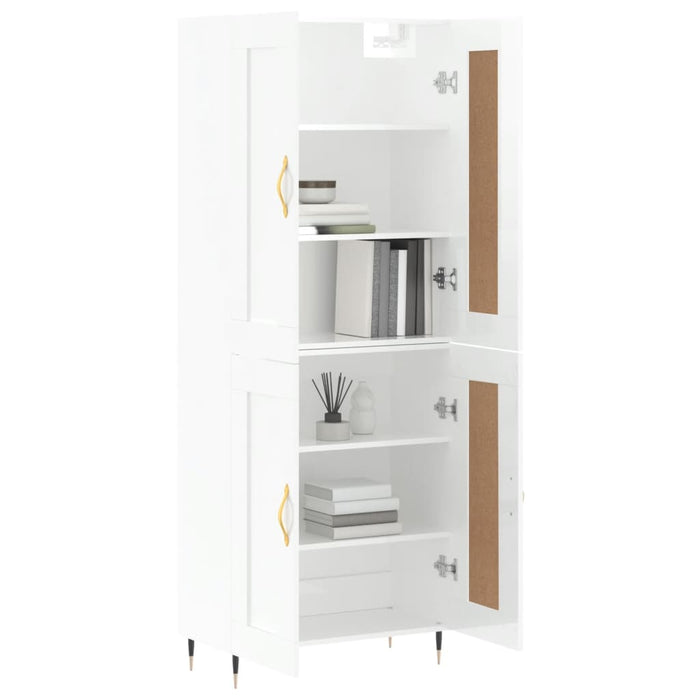 Dulap înalt, alb extralucios, 69,5x34x180 cm, lemn compozit WALTI