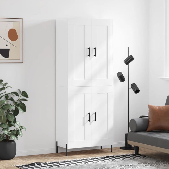 Dulap înalt, alb extralucios, 69,5x34x180 cm, lemn compozit WALTI