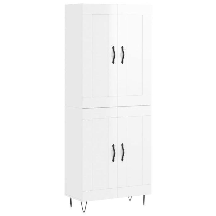 Dulap înalt, alb extralucios, 69,5x34x180 cm, lemn compozit WALTI