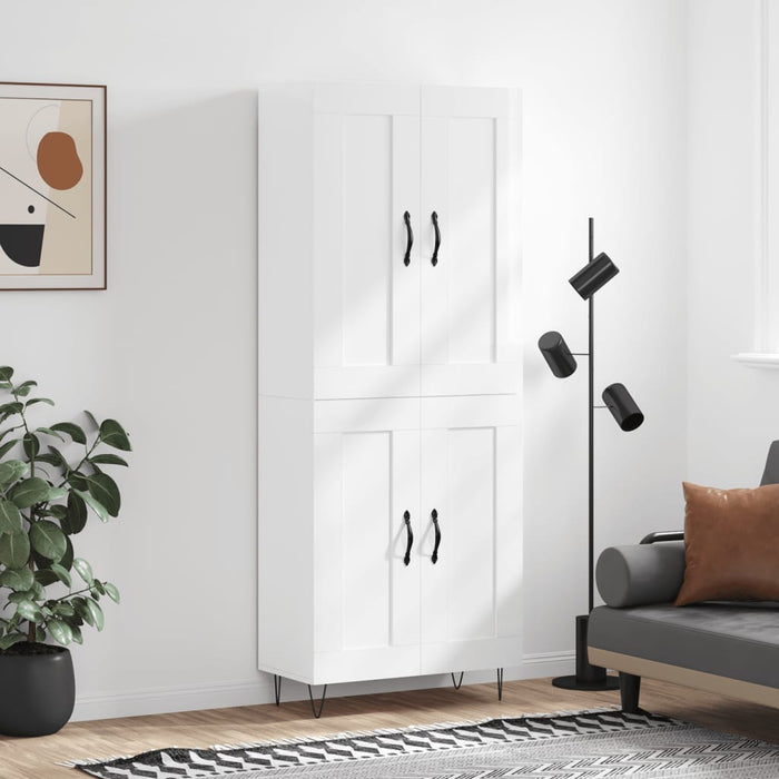 Dulap înalt, alb extralucios, 69,5x34x180 cm, lemn compozit WALTI