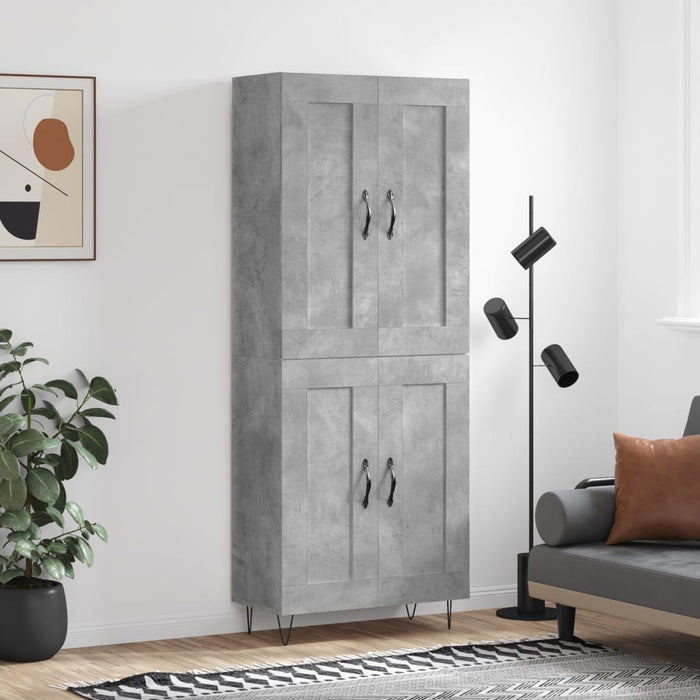 Dulap înalt, gri beton, 69,5x34x180, lemn compozit - WALTI WALTI