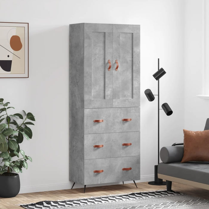 Dulap înalt, gri beton, 69,5x34x180, lemn compozit WALTI
