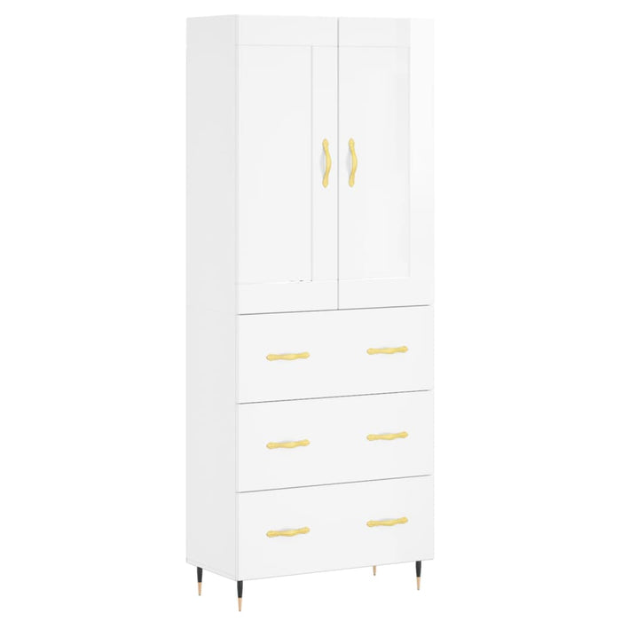 Dulap înalt, alb extralucios, 69,5x34x180 cm, lemn compozit WALTI