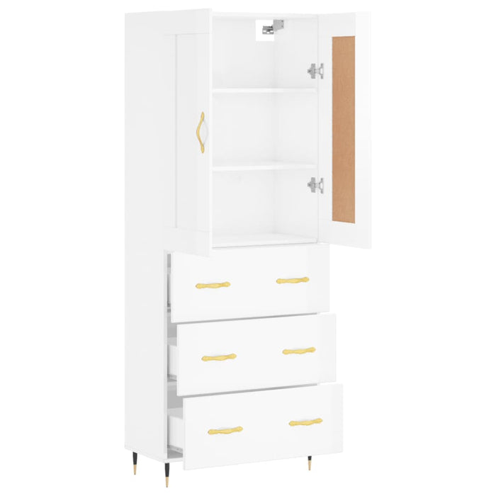 Dulap înalt, alb extralucios, 69,5x34x180 cm, lemn compozit WALTI