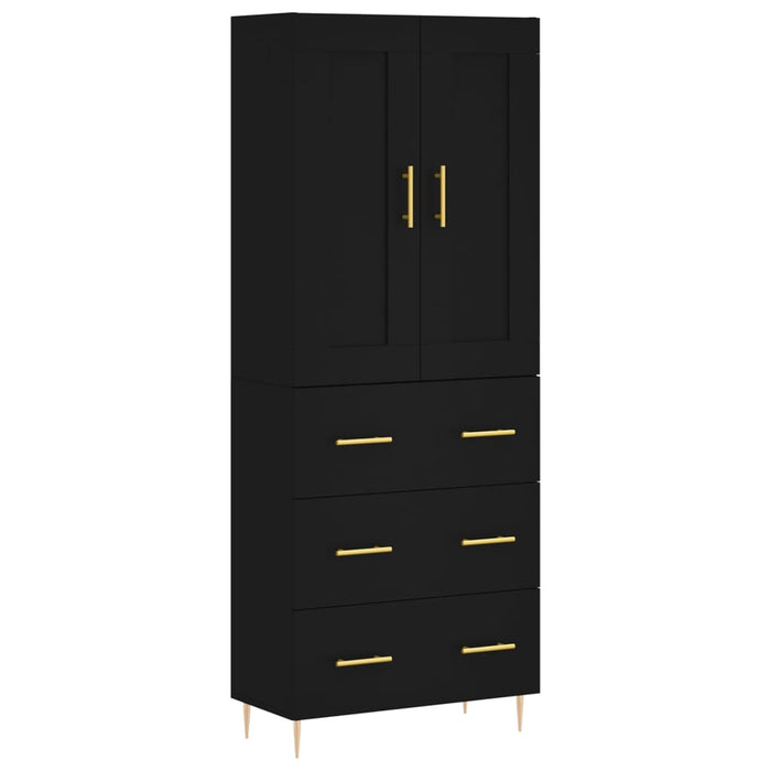 Dulap înalt, negru, 69,5x34x180 cm, lemn compozit WALTI