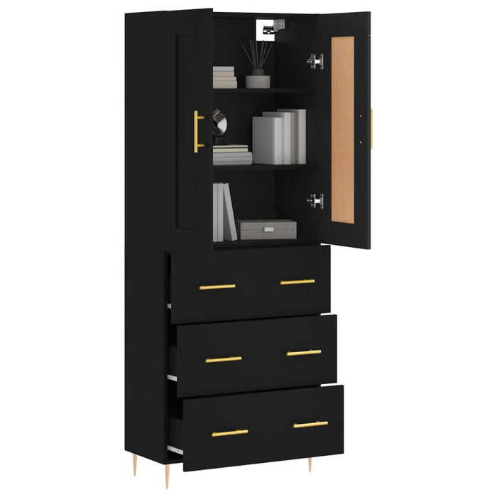 Dulap înalt, negru, 69,5x34x180 cm, lemn compozit WALTI