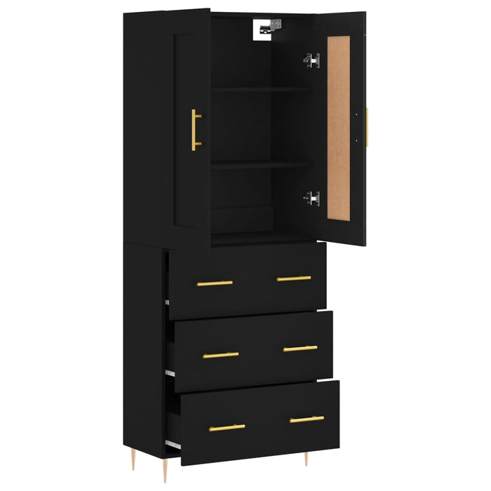 Dulap înalt, negru, 69,5x34x180 cm, lemn compozit WALTI