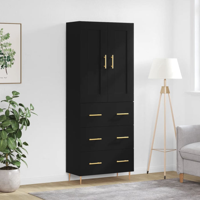 Dulap înalt, negru, 69,5x34x180 cm, lemn compozit WALTI