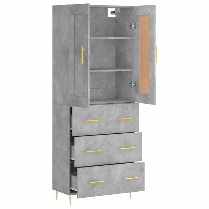 Dulap înalt, gri beton, 69,5x34x180, lemn compozit WALTI