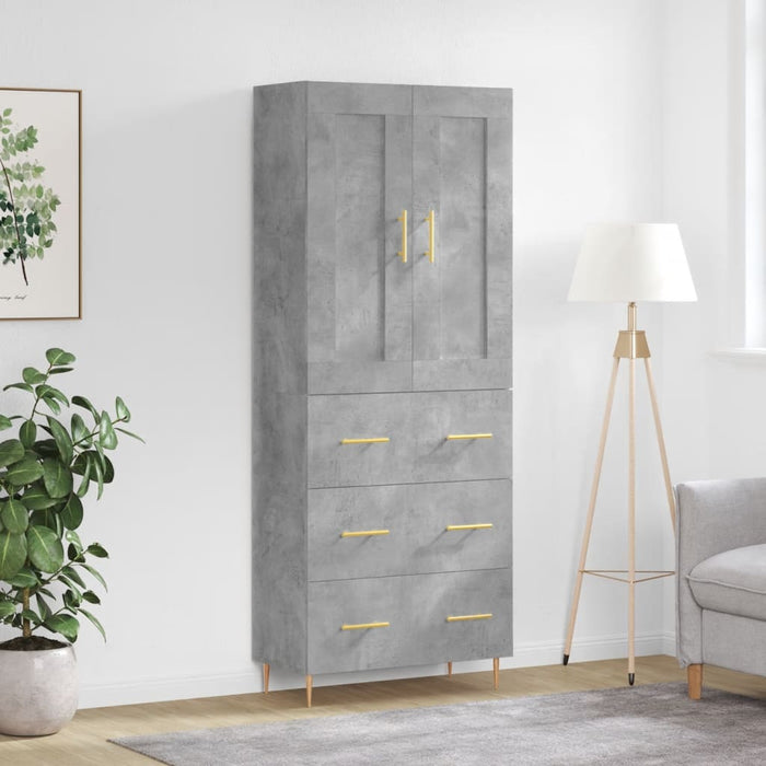 Dulap înalt, gri beton, 69,5x34x180, lemn compozit WALTI