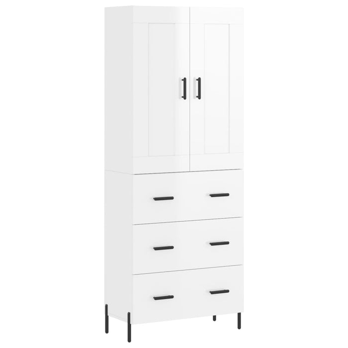 Dulap înalt, alb extralucios, 69,5x34x180 cm, lemn compozit WALTI