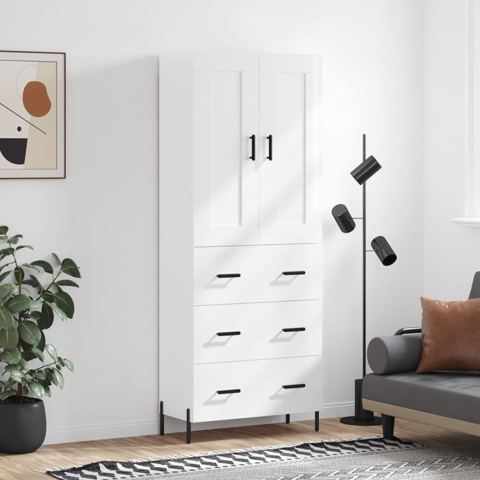 Dulap înalt, alb extralucios, 69,5x34x180 cm, lemn compozit WALTI