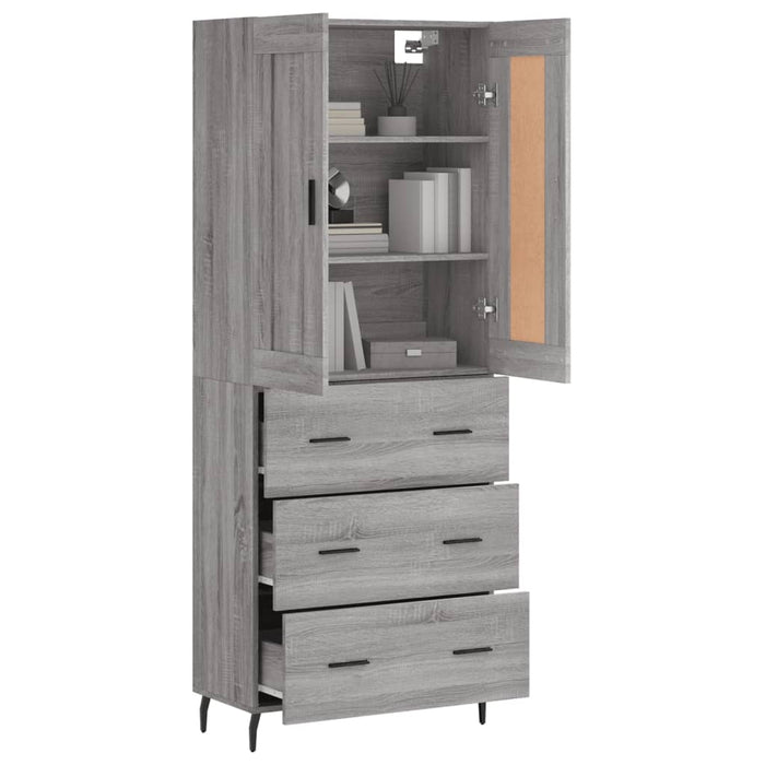 Dulap înalt, gri sonoma, 69,5x34x180 cm, lemn compozit WALTI