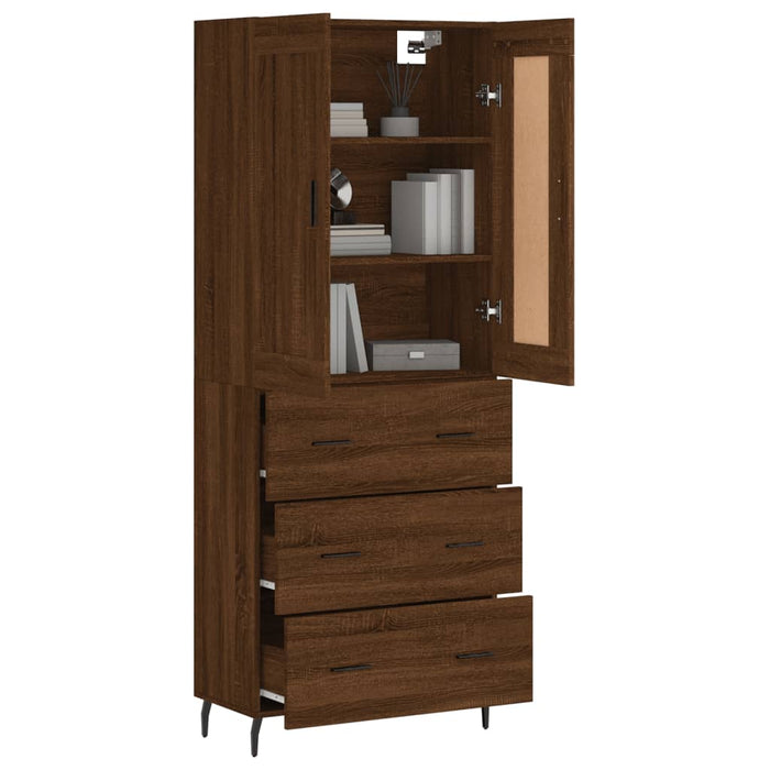 Dulap înalt, stejar maro, 69,5x34x180 cm, lemn compozit WALTI