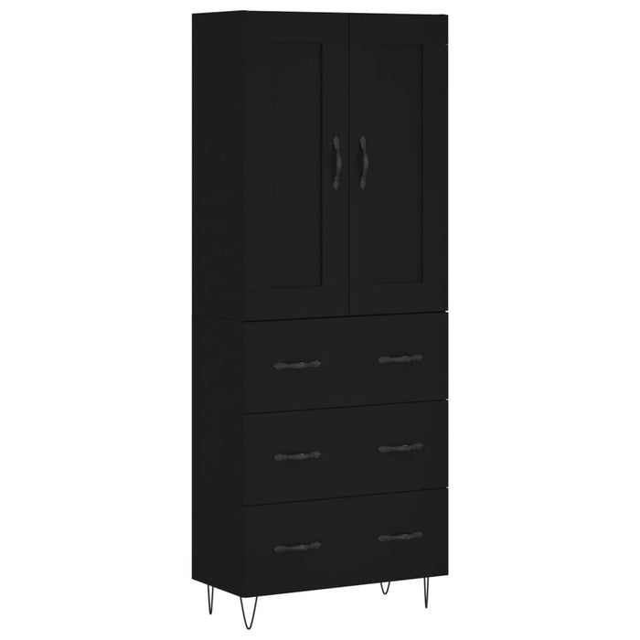 Dulap înalt, negru, 69,5x34x180 cm, lemn compozit WALTI