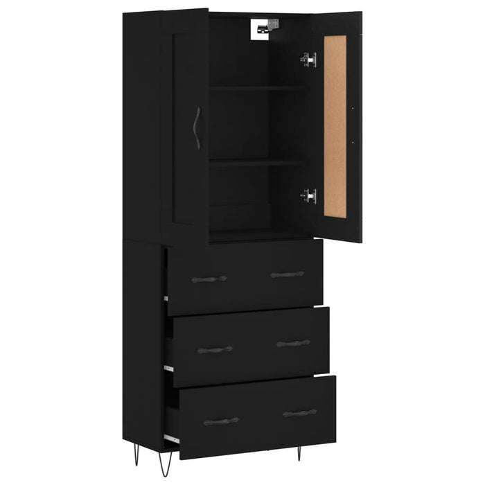 Dulap înalt, negru, 69,5x34x180 cm, lemn compozit WALTI