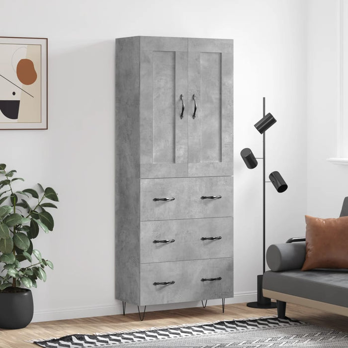 Dulap înalt, gri beton, 69,5x34x180, lemn compozit WALTI