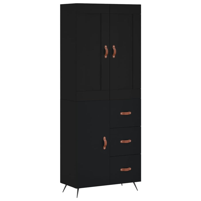 Dulap înalt, negru, 69,5x34x180 cm, lemn compozit WALTI