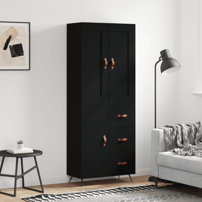 Dulap înalt, negru, 69,5x34x180 cm, lemn compozit WALTI