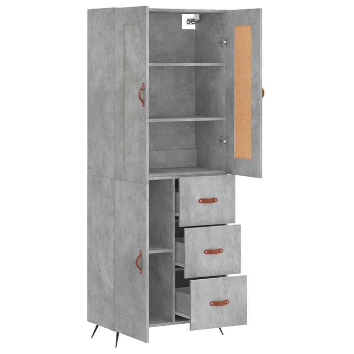 Dulap înalt, gri beton, 69,5x34x180, lemn compozit WALTI