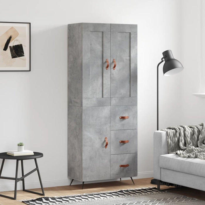 Dulap înalt, gri beton, 69,5x34x180, lemn compozit WALTI