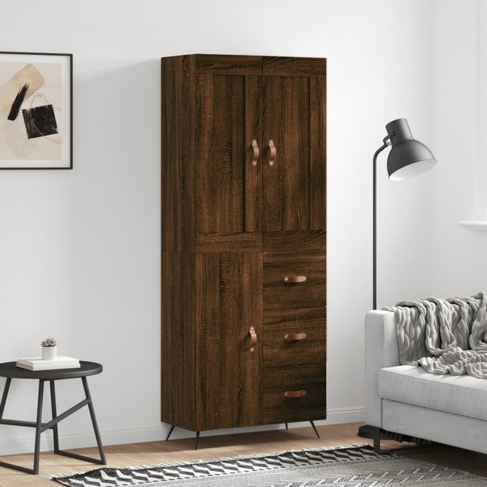 Dulap înalt, stejar maro, 69,5x34x180 cm, lemn compozit WALTI