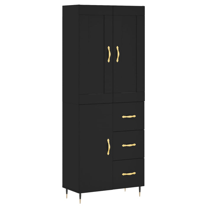Dulap înalt, negru, 69,5x34x180 cm, lemn compozit WALTI