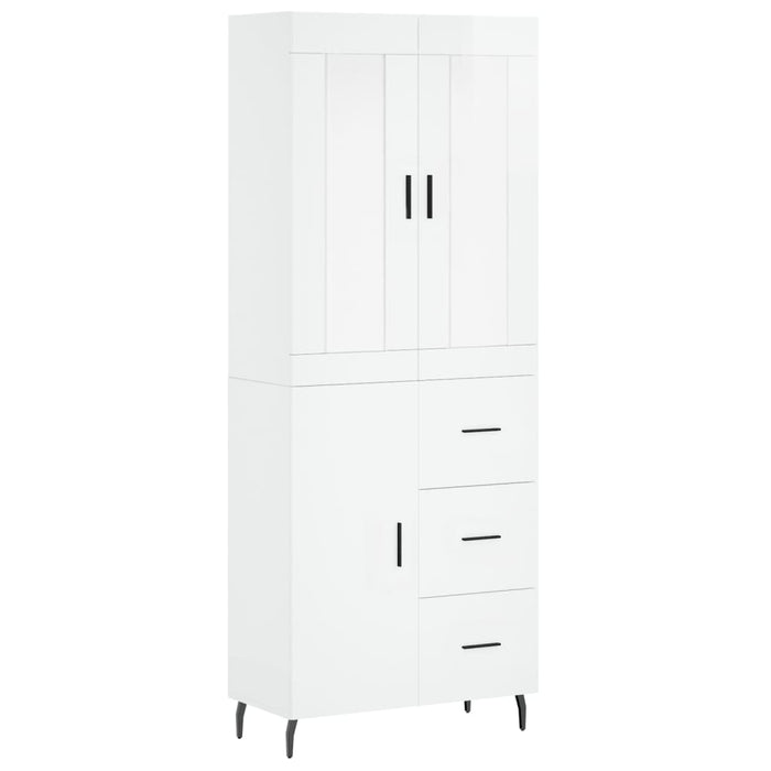Dulap înalt, alb extralucios, 69,5x34x180 cm, lemn compozit WALTI