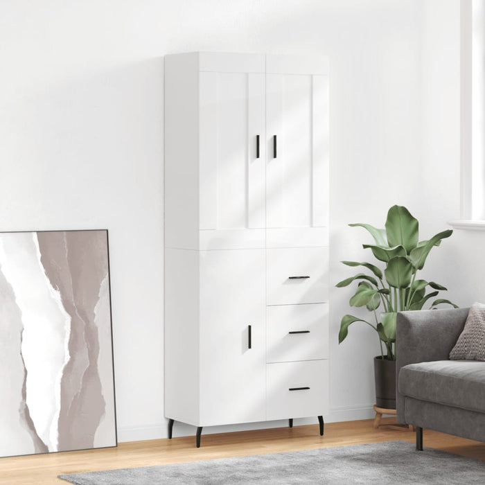 Dulap înalt, alb extralucios, 69,5x34x180 cm, lemn compozit WALTI