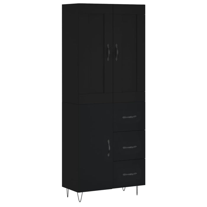 Dulap înalt, negru, 69,5x34x180 cm, lemn compozit WALTI