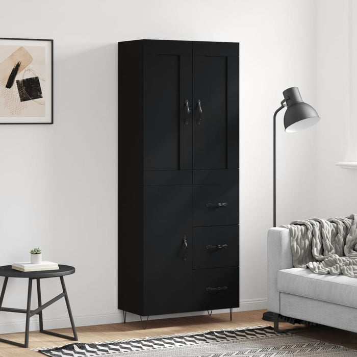 Dulap înalt, negru, 69,5x34x180 cm, lemn compozit WALTI