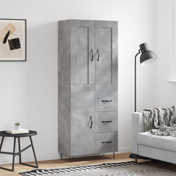 Dulap înalt, gri beton, 69,5x34x180, lemn compozit - WALTI WALTI