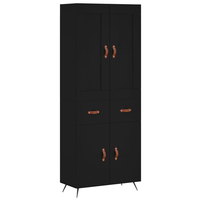 Dulap înalt, negru, 69,5x34x180 cm, lemn compozit WALTI