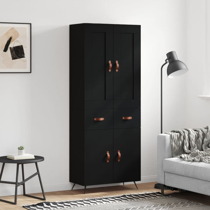 Dulap înalt, negru, 69,5x34x180 cm, lemn compozit WALTI