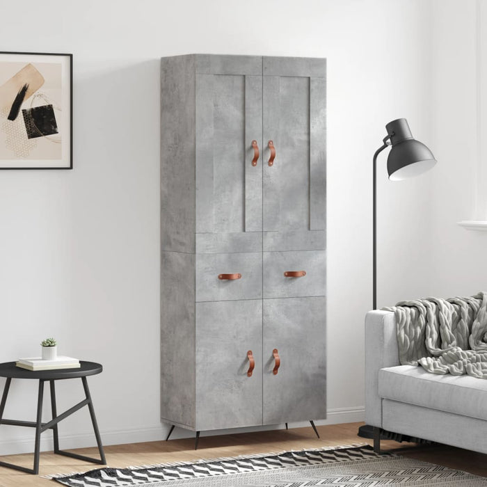 Dulap înalt, gri beton, 69,5x34x180, lemn compozit - WALTI WALTI