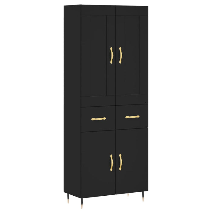 Dulap înalt, negru, 69,5x34x180 cm, lemn compozit WALTI
