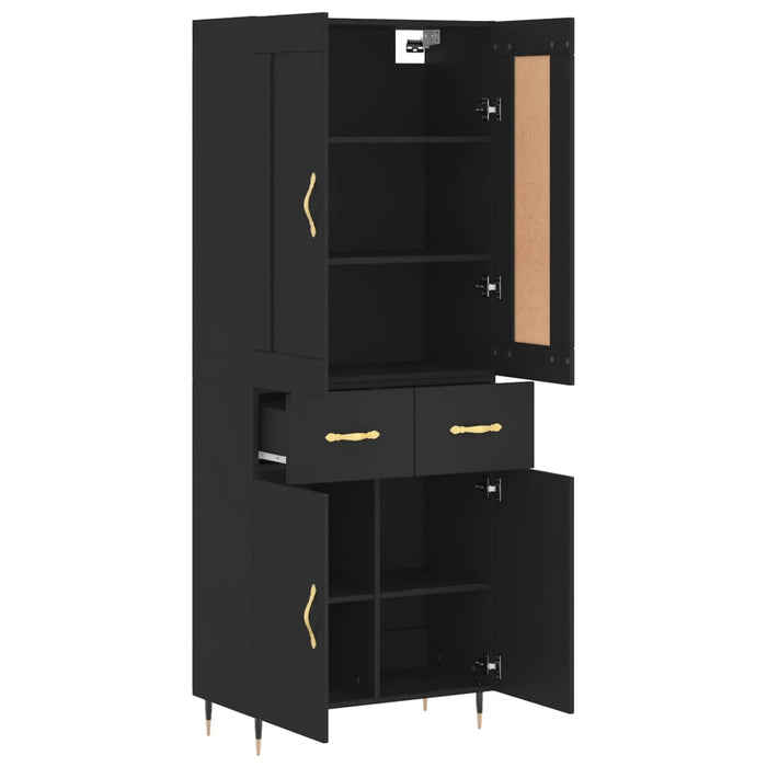 Dulap înalt, negru, 69,5x34x180 cm, lemn compozit WALTI
