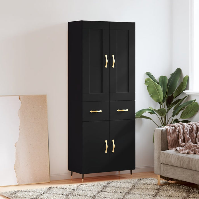 Dulap înalt, negru, 69,5x34x180 cm, lemn compozit WALTI