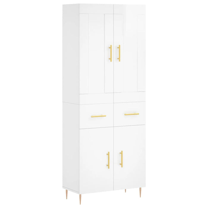 Dulap înalt, alb extralucios, 69,5x34x180 cm, lemn compozit WALTI