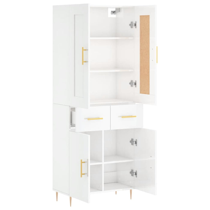 Dulap înalt, alb extralucios, 69,5x34x180 cm, lemn compozit WALTI