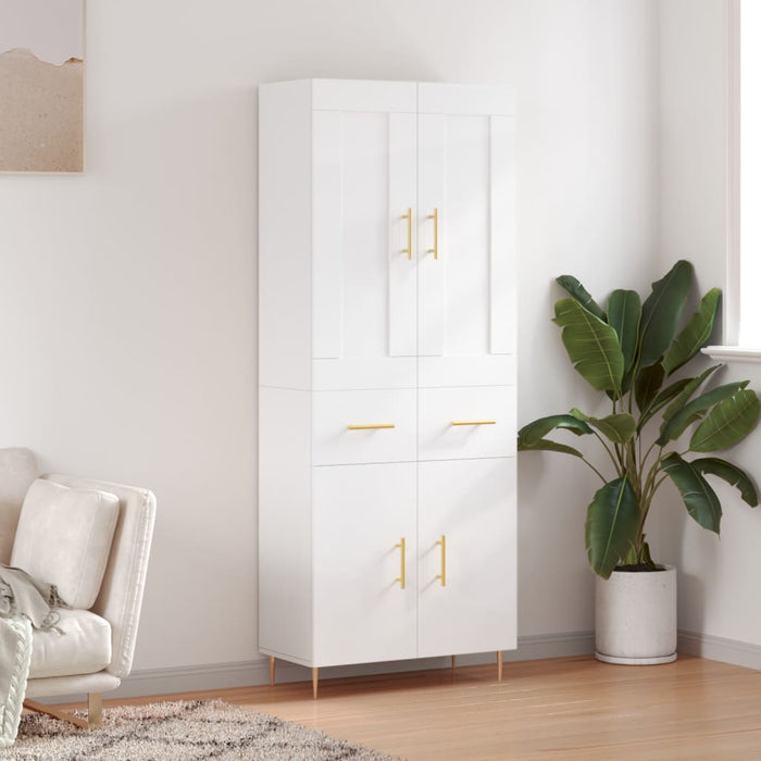 Dulap înalt, alb extralucios, 69,5x34x180 cm, lemn compozit WALTI