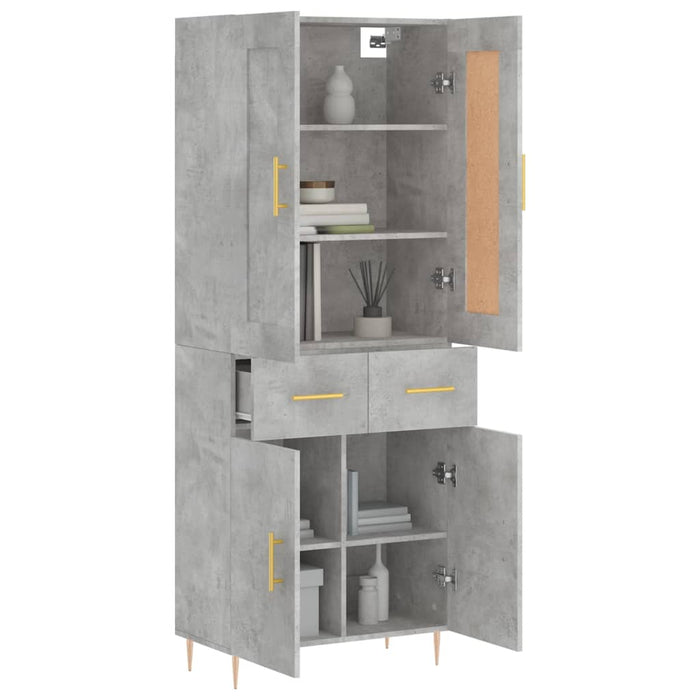 Dulap înalt, gri beton, 69,5x34x180, lemn compozit WALTI