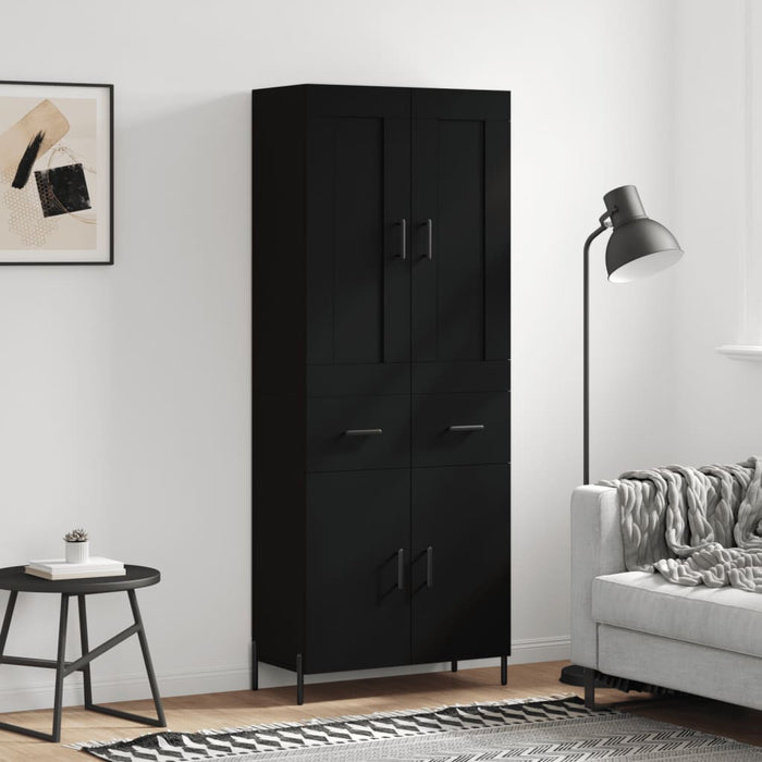 Dulap înalt, negru, 69,5x34x180 cm, lemn compozit WALTI