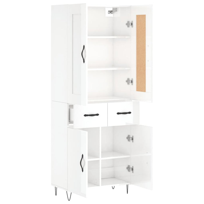 Dulap înalt, alb extralucios, 69,5x34x180 cm, lemn compozit WALTI