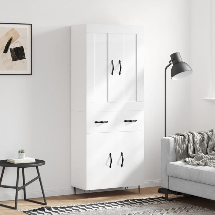 Dulap înalt, alb extralucios, 69,5x34x180 cm, lemn compozit WALTI