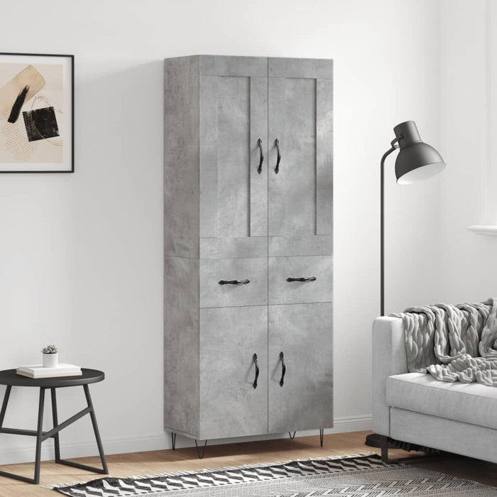 Dulap înalt, gri beton, 69,5x34x180, lemn compozit - WALTI WALTI