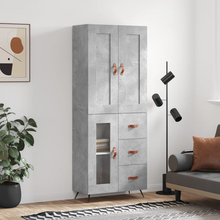 Dulap înalt, gri beton, 69,5x34x180, lemn compozit - WALTI WALTI