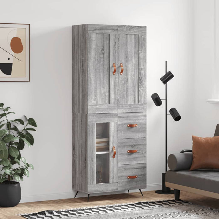 Dulap înalt, gri sonoma, 69,5x34x180 cm, lemn compozit WALTI